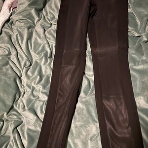 Black Faux Leather Patch Pants